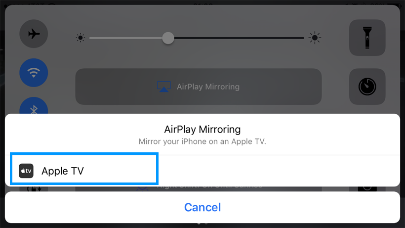 AirPlay Mirroring select device AirPlay Mirroring select device