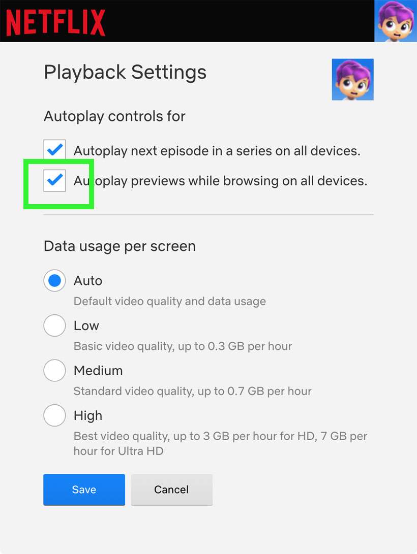 Netflix playback preferences 6