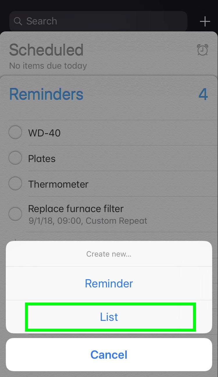 New list Reminders 3