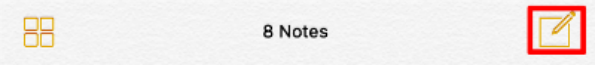 Tap here to create a new note iOS 9.3 Notes