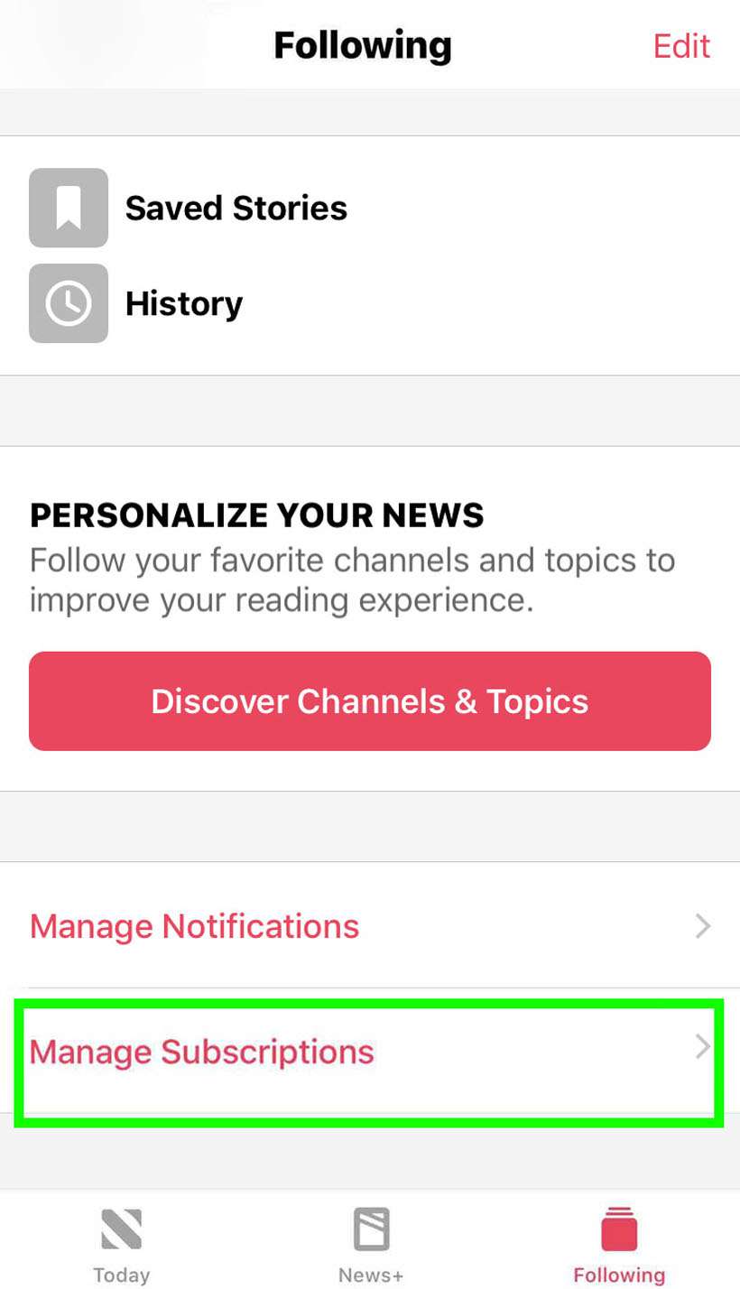 Cancel Apple News+ subscription