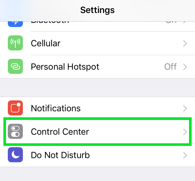 Settings control center