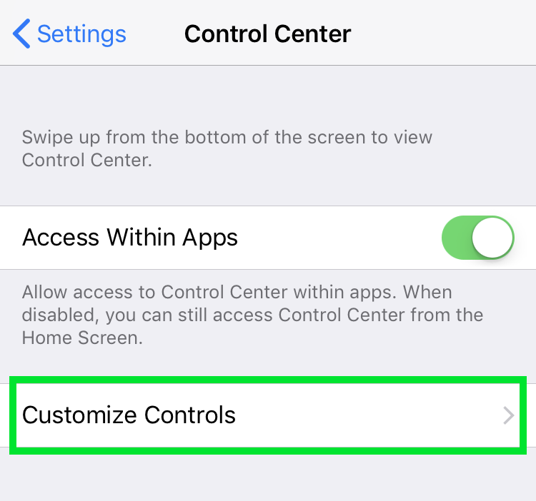 Settings controls Settings controls