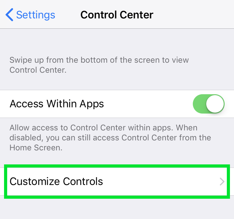 Settings controls