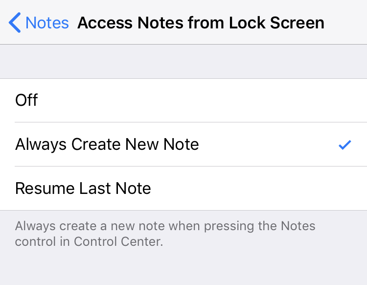 Notes settings lock screen Notes settings lock screen