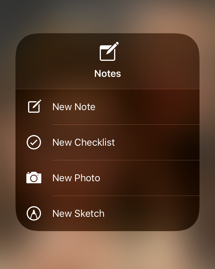 Notes 3D Touch control center Notes 3D Touch control center