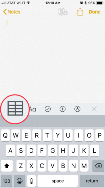 How to create tables in Notes on iPhone and iPad.