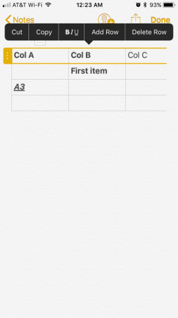 How to create tables in Notes on iPhone and iPad.