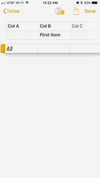 How to create tables in Notes on iPhone and iPad.