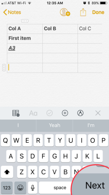 How to create tables in Notes on iPhone and iPad.