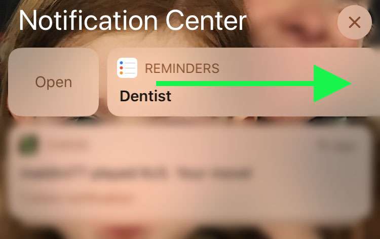 Notification Center swipe right