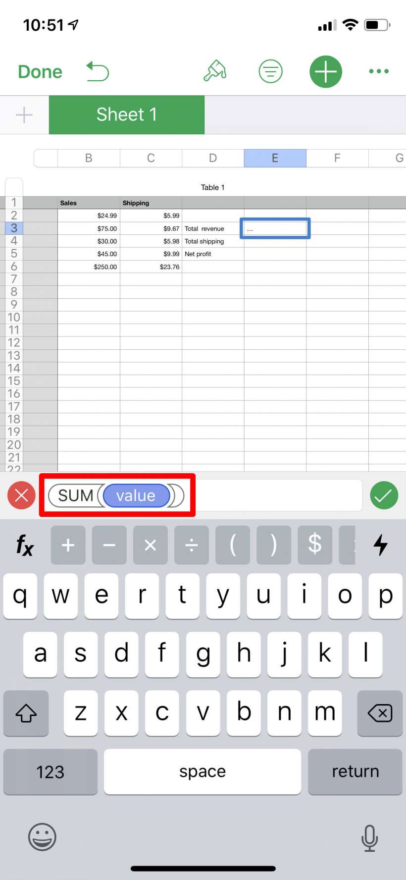 How to use formulas and functions in Numbers spreadsheets on iPhone and iPad.