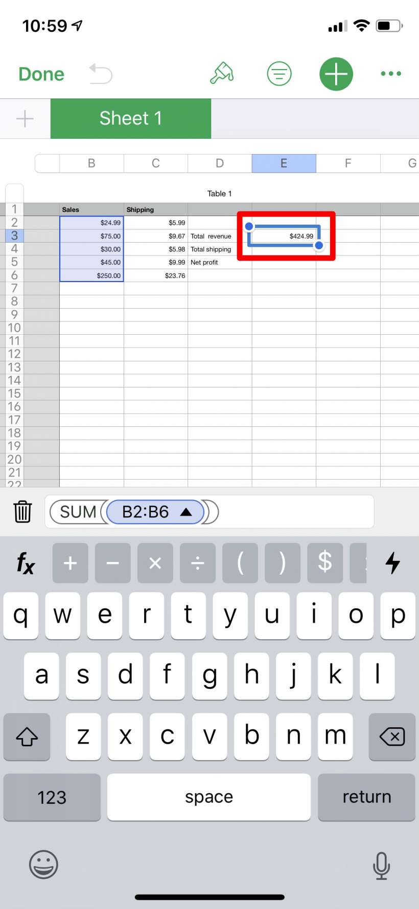 How to use formulas and functions in Numbers spreadsheets on iPhone and iPad.