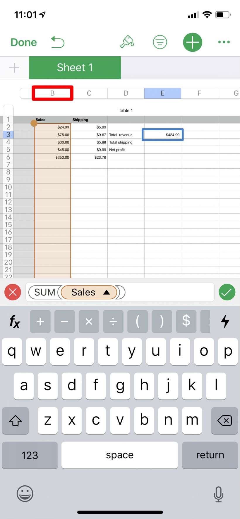 How to use formulas and functions in Numbers spreadsheets on iPhone and iPad.