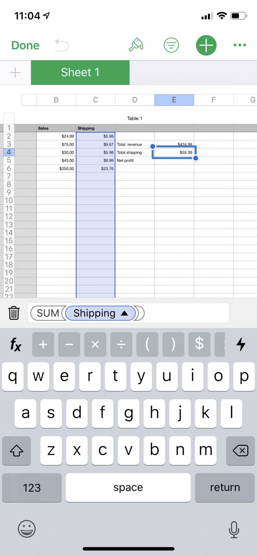 How to use formulas and functions in Numbers spreadsheets on iPhone and iPad.