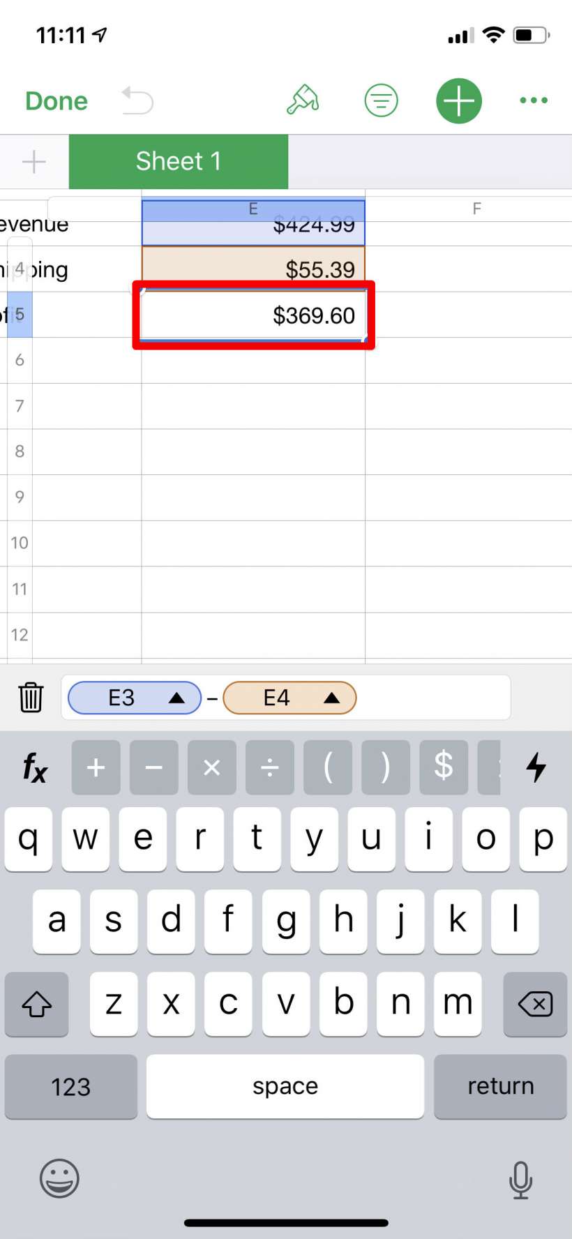 How to use formulas and functions in Numbers spreadsheets on iPhone and iPad.