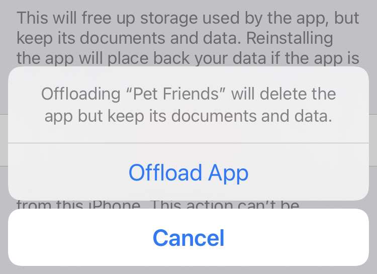 Offload apps iOS