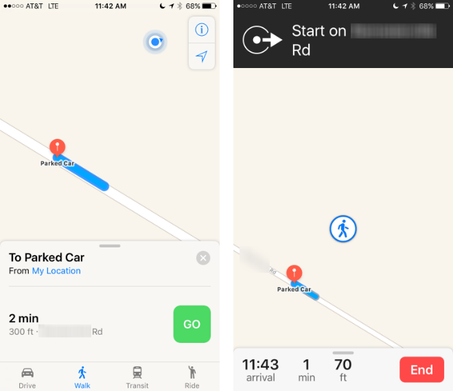 How to find your parked car with iOS Maps.