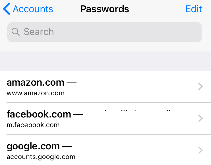 Passwords iOS