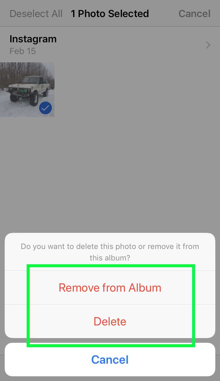 Remove photos from iOS album 7