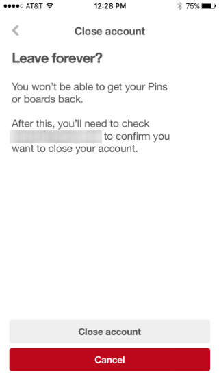 How to permanently delete a Pinterest account.