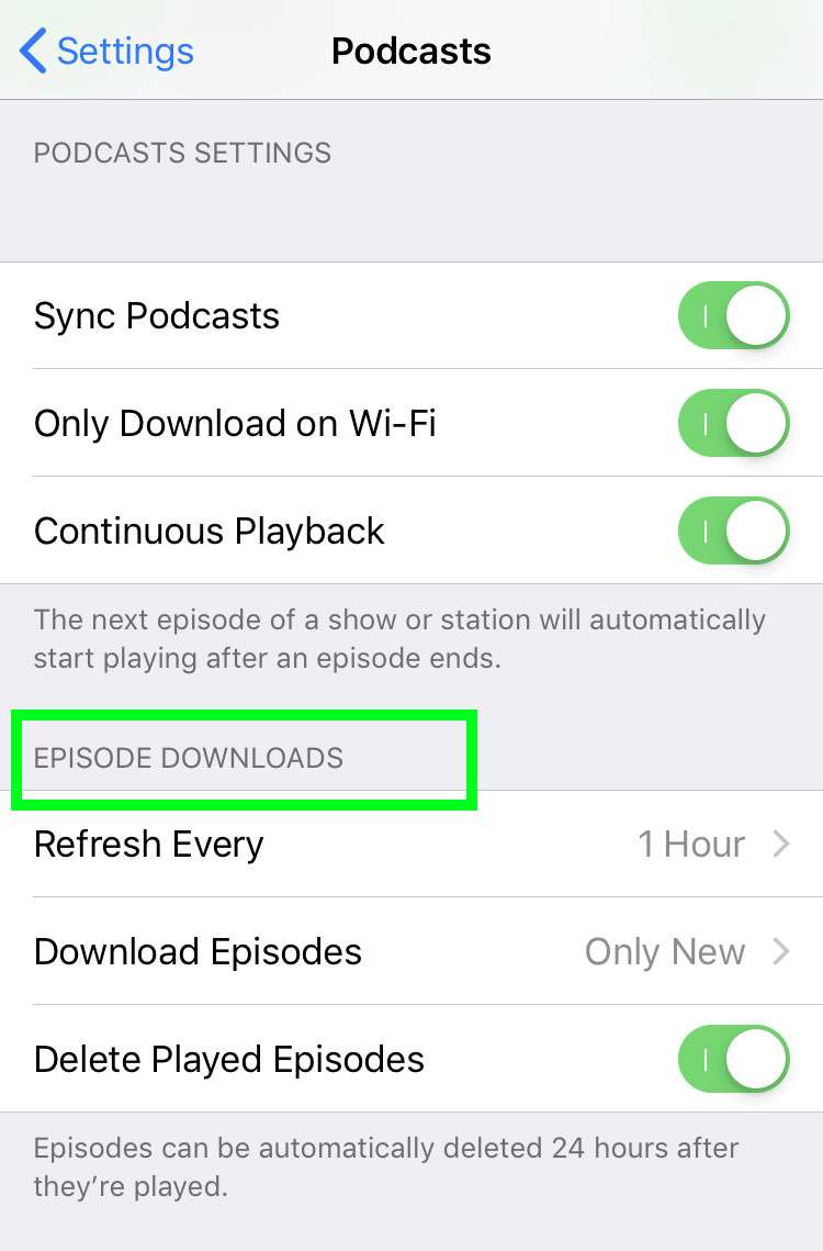 Free storage by deleting Podcasts downloads 6