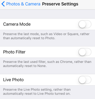 iOS 10.2 Preserve Settings