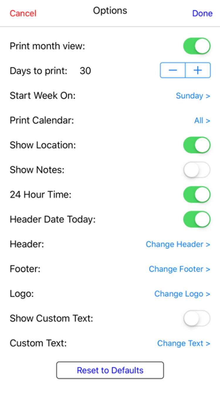 Print Calendar app 2