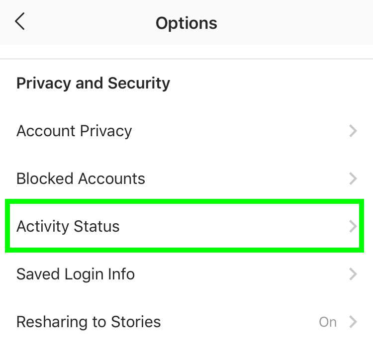 Instagram activity status