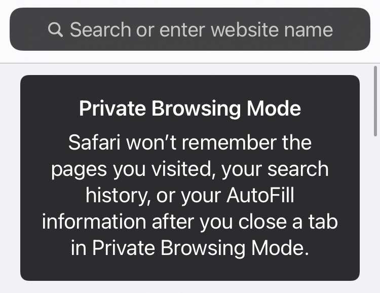 Safari private browsing