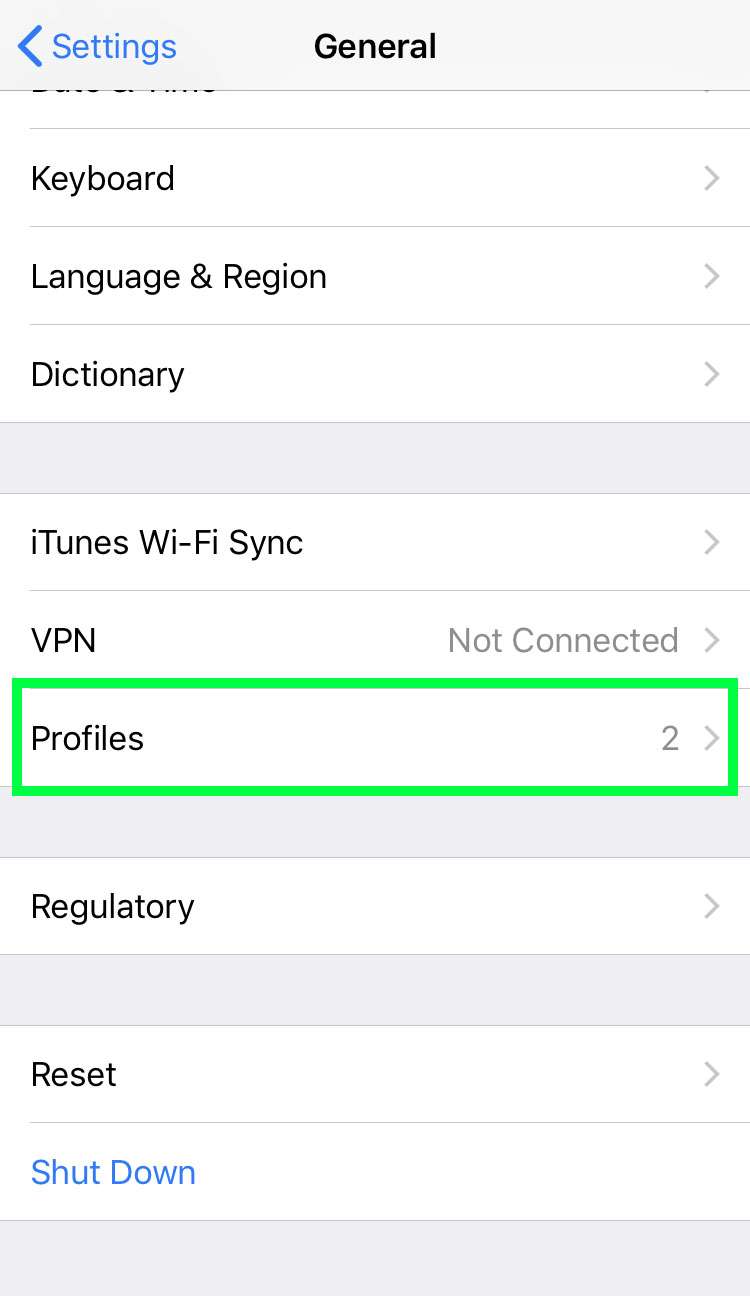 iOS Settings Profiles iOS Settings Profiles