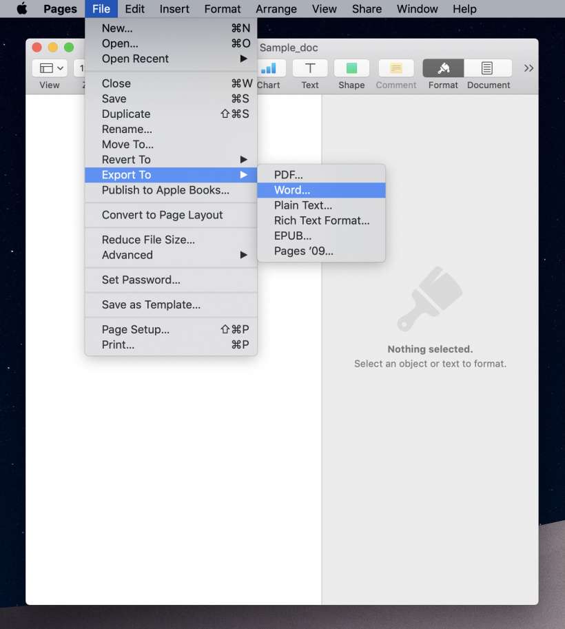 How to convert Pages files to Word, PDF, RTF or EPUB files on iPhone, iPad and Mac.