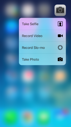 Quick Action menu for Camera app.