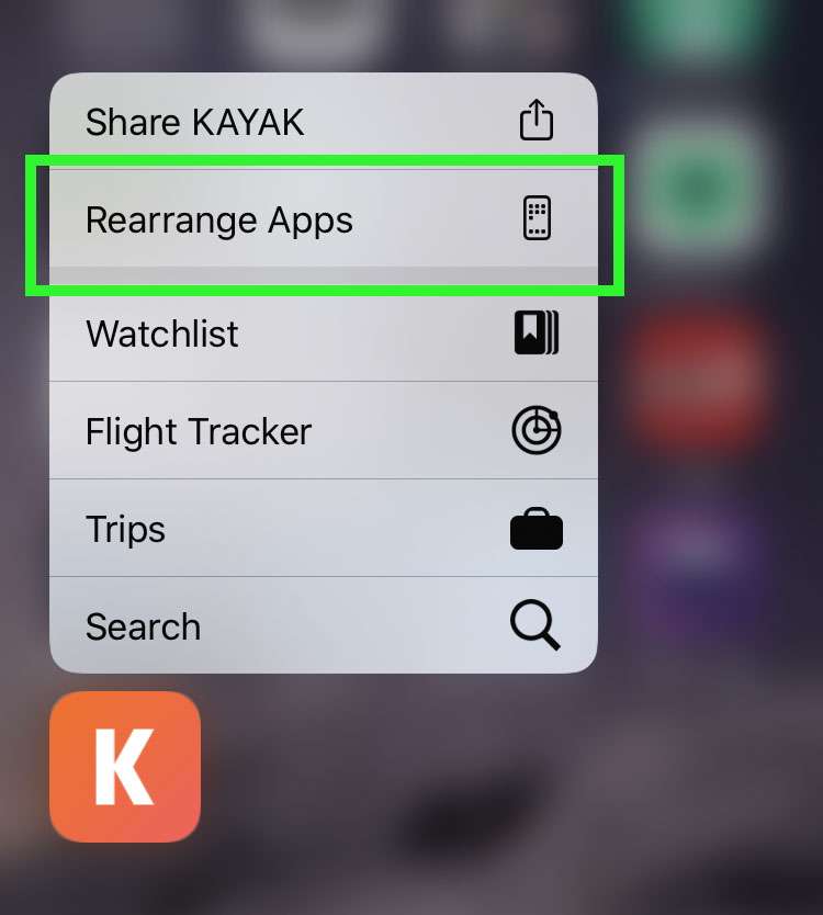 Rearrange shortcut menu Rearrange shortcut menu