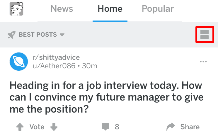 Reddit Change View