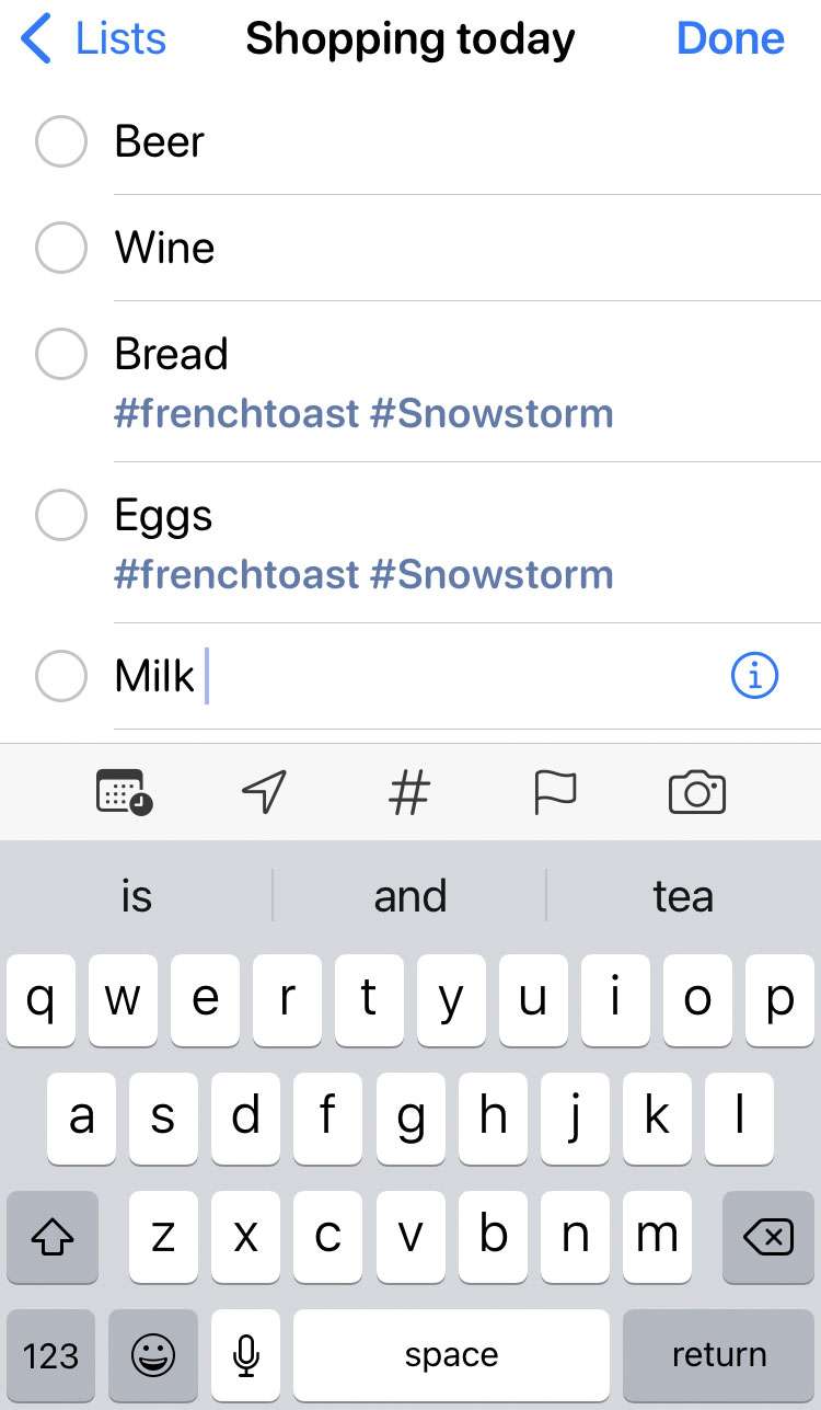 Reminders app tags 5 Reminders app tags 5