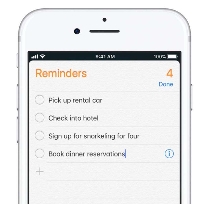 Reminders list iOS