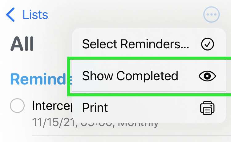 Clear completed Reminders 2