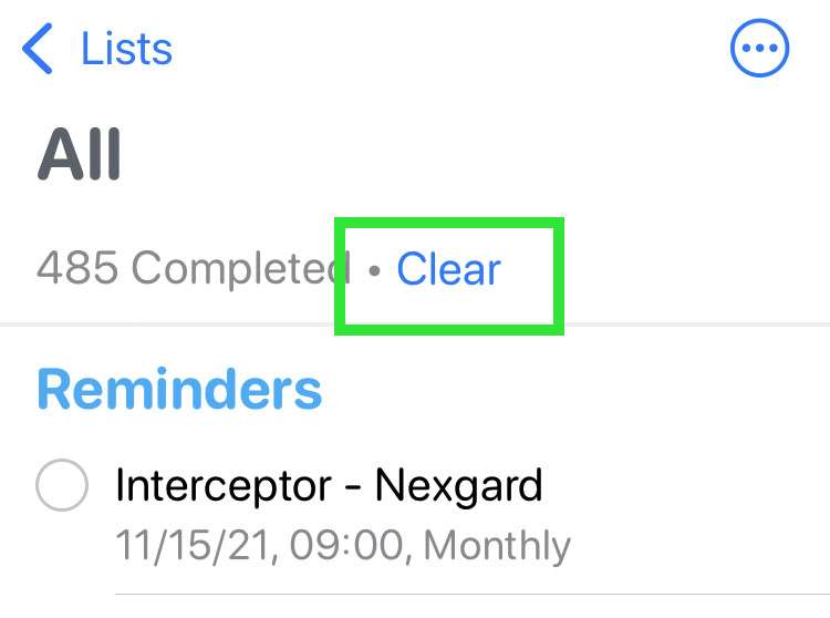 Clear completed Reminders 3