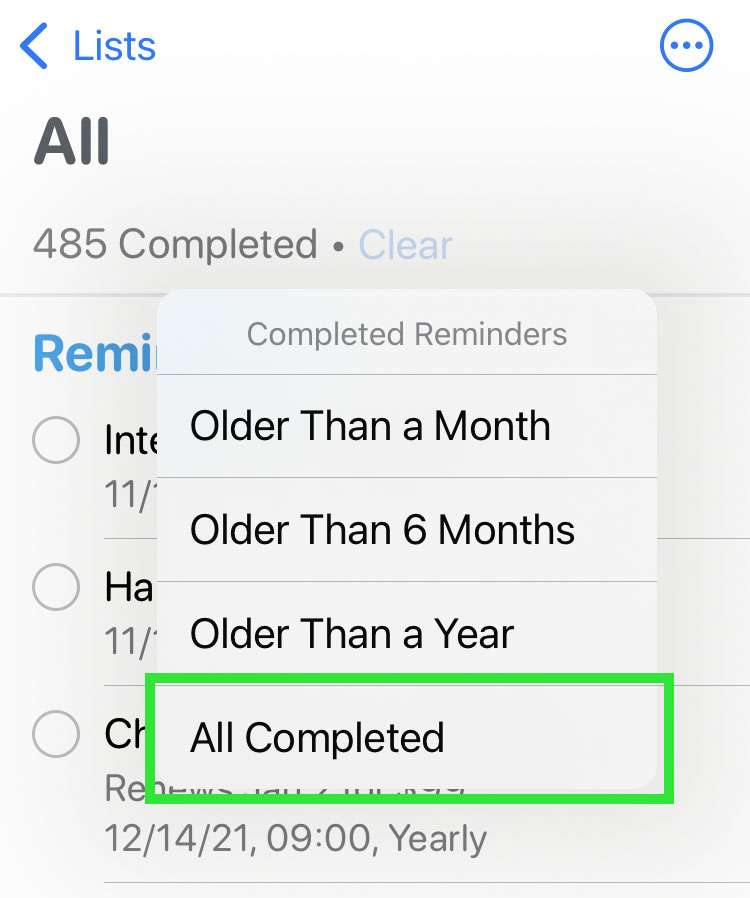 Clear completed Reminders 4 Clear completed Reminders 4