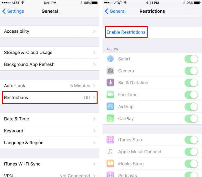 How to use the restrictions settings on iPhone.