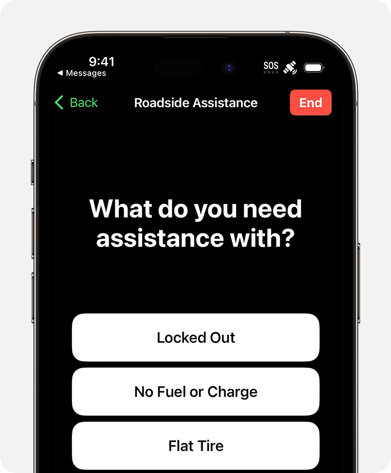 iOS Roadside assistance via Satellite