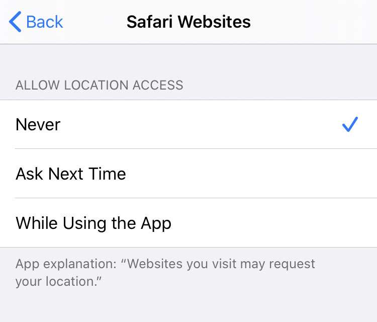 Safari location services