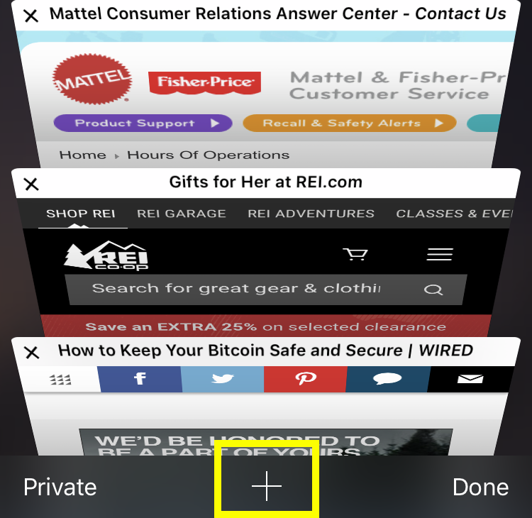 Safari tabs add