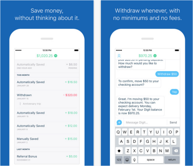 Digits helps you save by depositing small amounts in your Digits savings account every few days. Digits helps you save by depositing small amounts in your Digits savings account every few days.