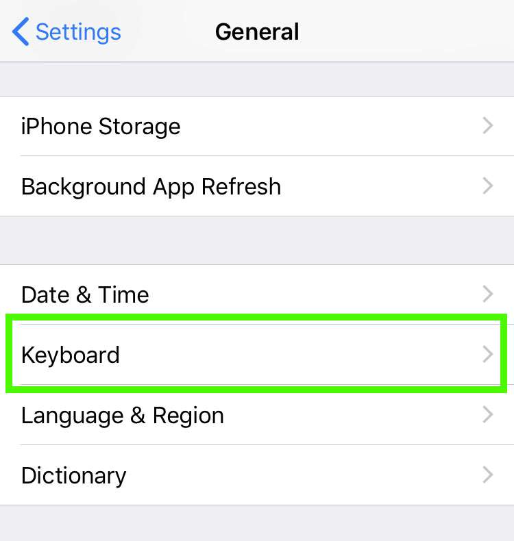 Settings Keyboard