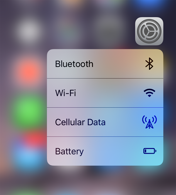 3D Touch Settings iOS