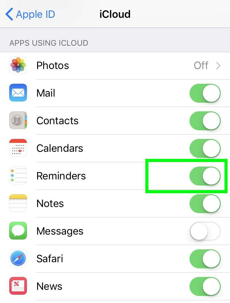 Share Reminders iCloud 7