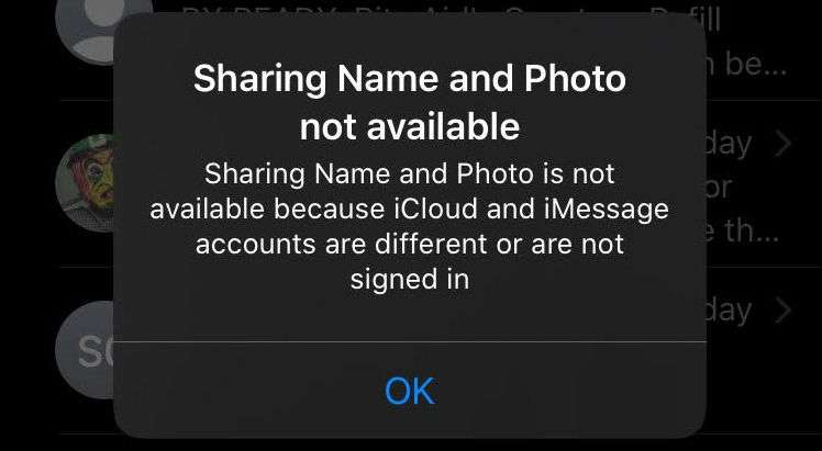 Sharing Name and Photo not available