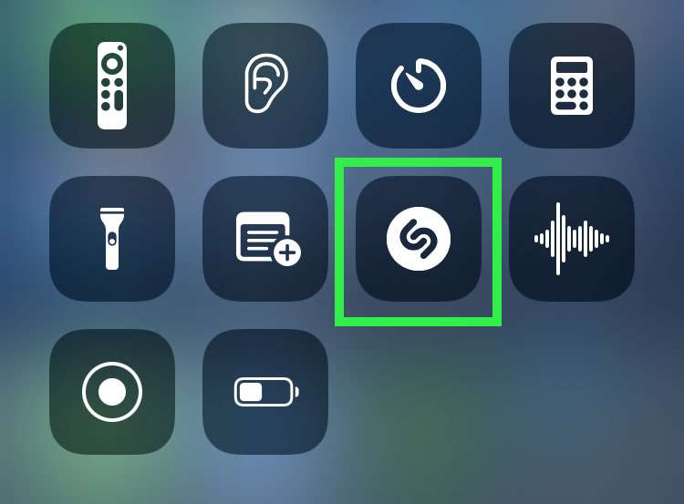 See all Shazam song list history iPhone Control Center 1